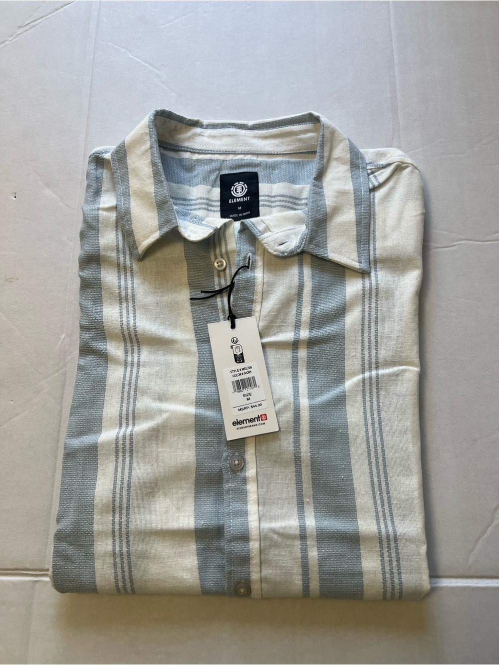 Element Men’s Button-Down Stripe Shirt - Light Blue & White